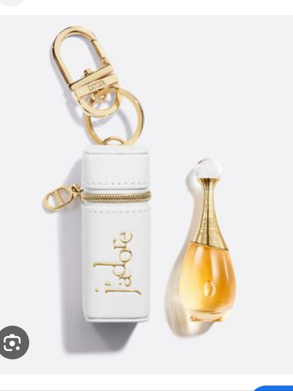 Dior Jadore 2 Pcs Key Chain CD Logo Ring Case + Mini Gift New White Gold Tone